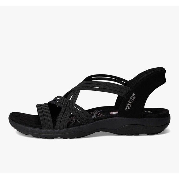 NEW BlackSkechers Women Sz 8 Reggae Slim - Simply Stretchy Slip-ins Sandals - Picture 1 of 12